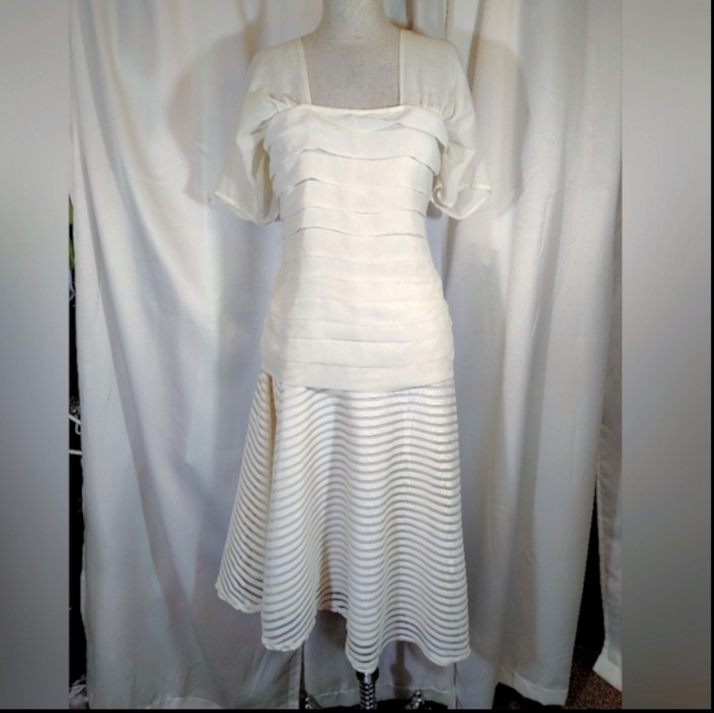 Silhouette Vintage Flare Skirt Set+Adiva Short Sleeve Blouse, Layers, Ivory,  S